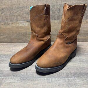 Justin 10" Conductor Brown Leather Boots Men's Size 10